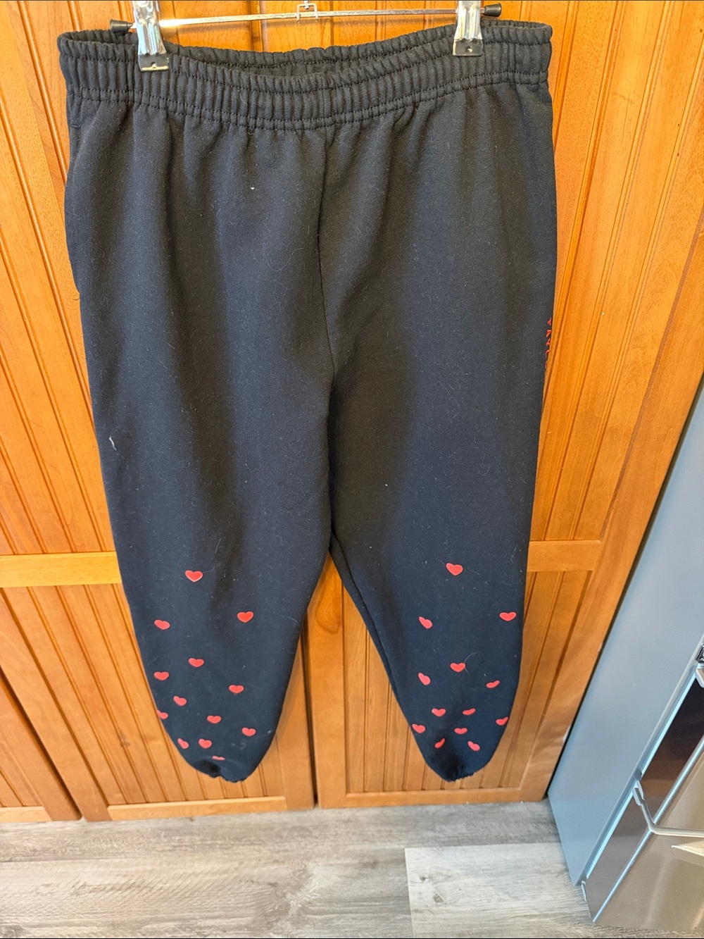 Taylor Swift Black Joggers with Red Heart Accents